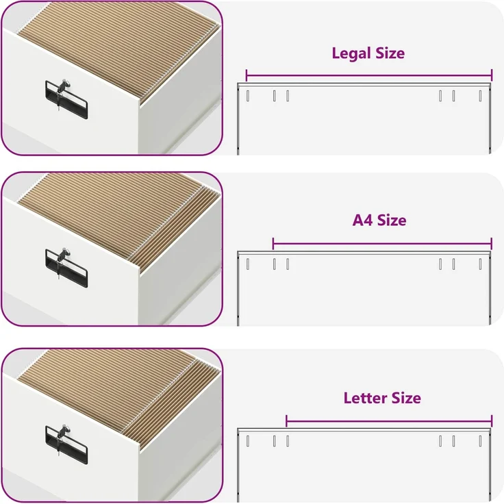 vidaXL Aktenschrank Weiß 45,5 x 42 x 74,5 cm Kaltgewalzter Stahl 891615 – Bild 11