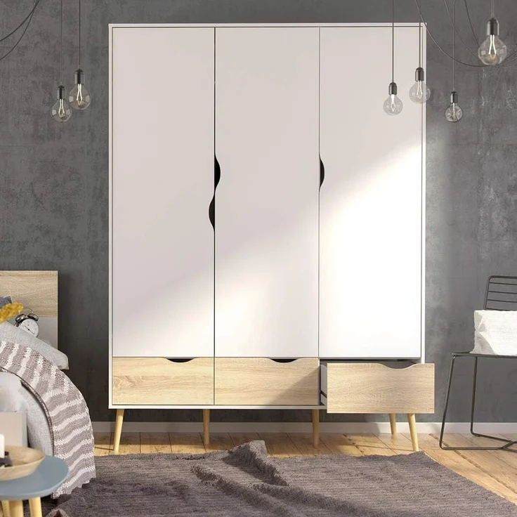 Kleiderschrank, Farbe Weiß, 147,2 x 200,1 x 58,1 cm – Bild 2