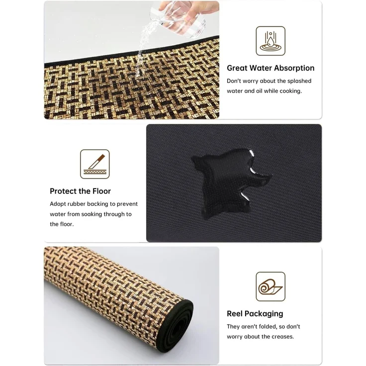 ABC Küchenteppich-Set, 2-teilig, rutschfest, schwarz – Bild 3