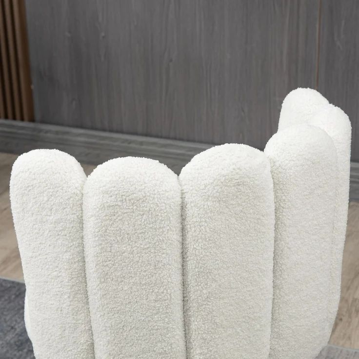 2er-Set Barhocker mit Fußstütze, Stahlgestell, Stoffbezug in Schlingwolle-Optik, Höhe 65 cm, cremefarben-schwarz – Bild 10