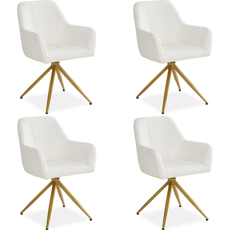 4 Stühle Esszimmer Küchenstühle Bouclé Beige Esszimmerstühle Drehbar Esszimmerstuhl mit Armlehne Dreh Sessel Modern Polsterstuhl – Bild 2