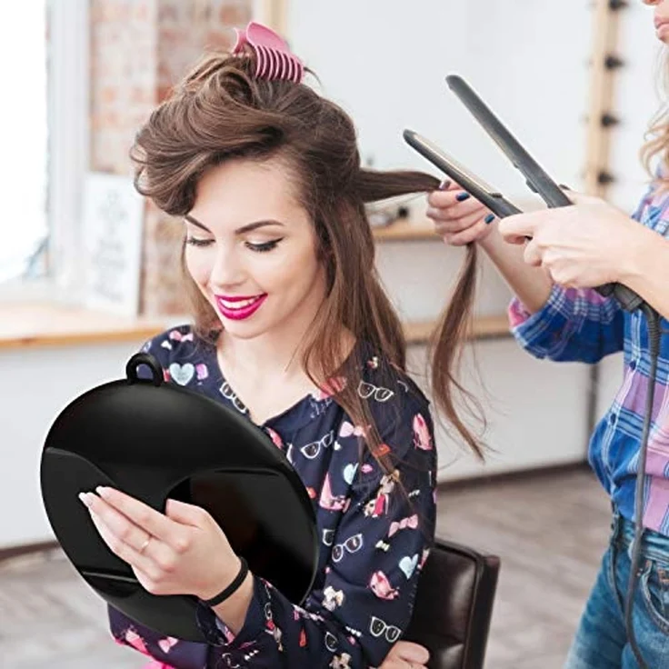 Kurtzy Kosmetikspiegel Schwarzer Friseurspiegel mit Griff - Friseurhandspiegel (1-St) – Bild 5