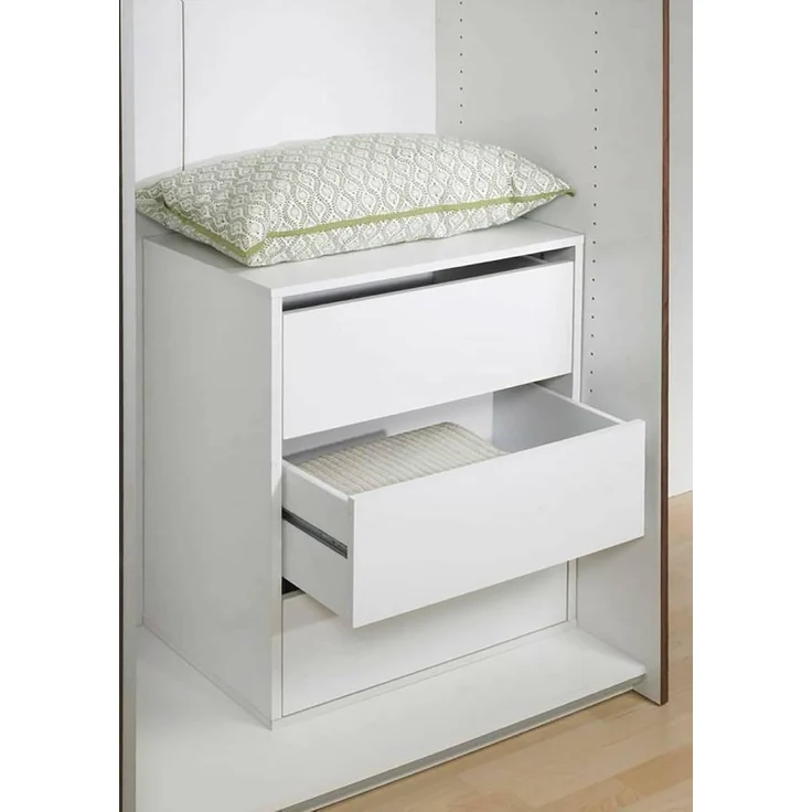 Dmora - Nachttisch Jeanne, Niedrige Kommode, Tisch, Multifunktionaler Nachttisch, 51x40 h70 cm, Wei? – Bild 1