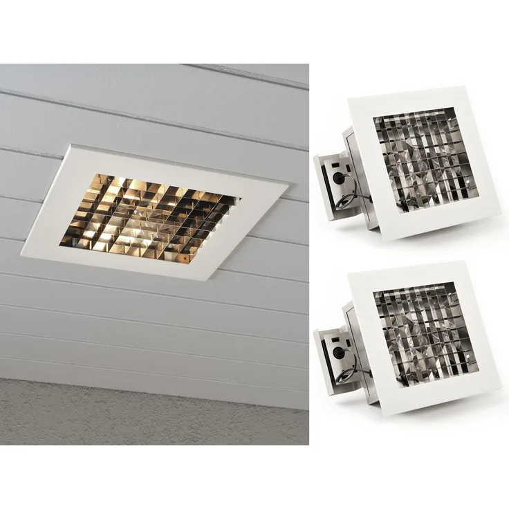 2er-Set elegante Deckeneinbauleuchten Aluminium weiß lackiert E27, 27 x 27 cm