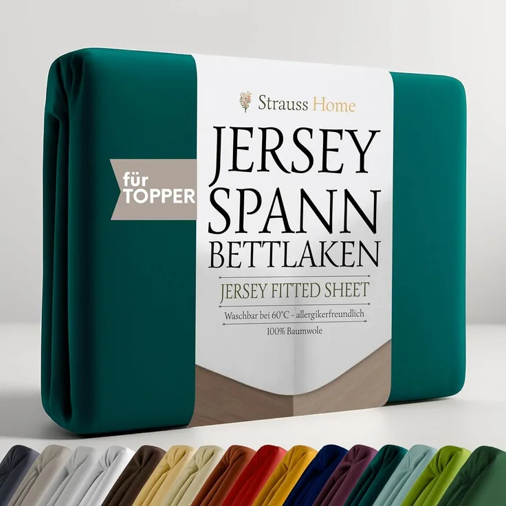 Strauss Home Spannbettlaken Premium Topper Spannbettlaken 150GSM für Matratzen-Topper 10cm Höhe, Gummizug: Rundumgummi, für Topper mit einer Höhe von 10cm, OEKO-TEX zertifiziert