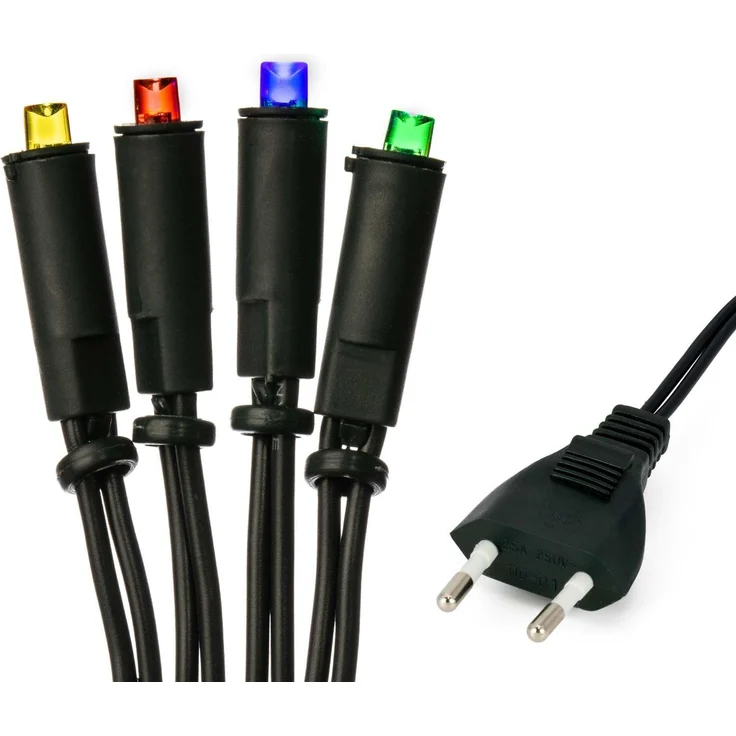 hellum 30 LED Mini Lichterkette bunt innen, Kabel grün, 4,35m beleuchtet | LED Lichterkette bunt mit Stecker, Weihnachtsbaum Lichterkette für Partybeleuchtung, Tischdeko, Kinderzimmer