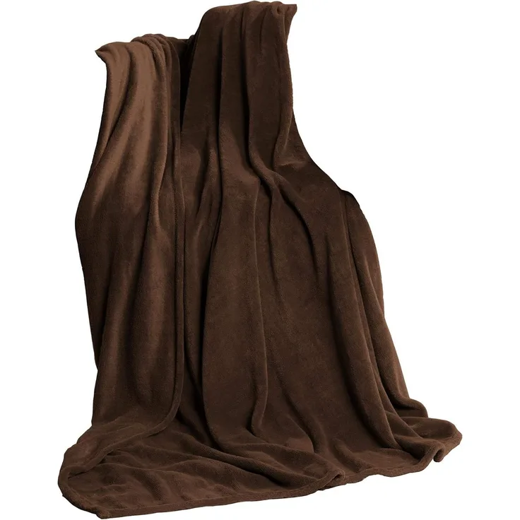 CelinaTex TV-Decke Kuscheldecke XXL 220x240 cm dunkel braun Coral Fleece Tagesdecke Mikrofaser Sofadecke Überwurf