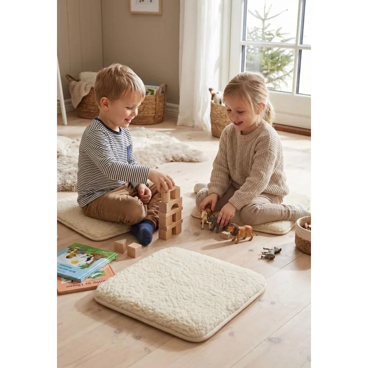 Sitzkissen aus Merinowolle 40x40 cm Ecru – Bild 2