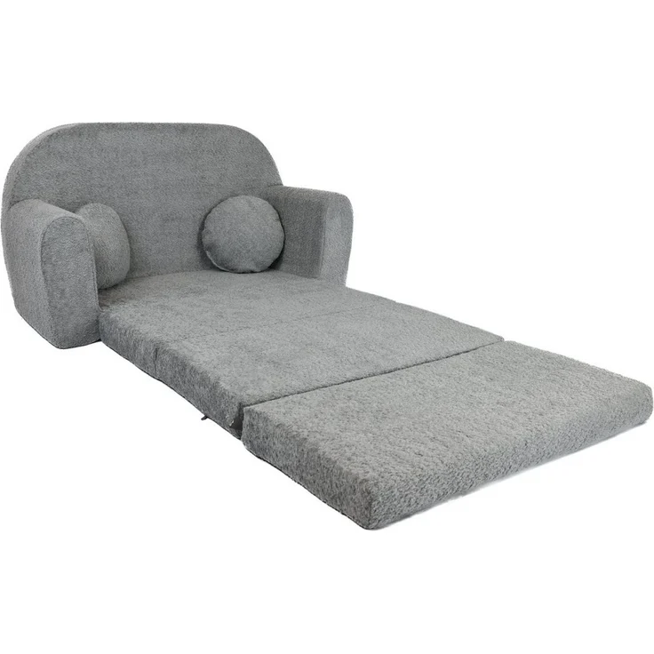 FORTISLINE Kindersofa Kindersofa aus Teddy-Stoff mit Verlängerung - Klappsofa, Spielsofa, ausklappbar – Bild 2