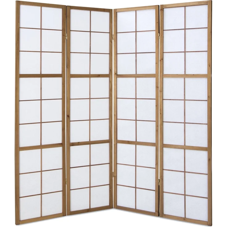 Paravent Raumteiler 4 teilig, Holz Reispapier Braun – Bild 6