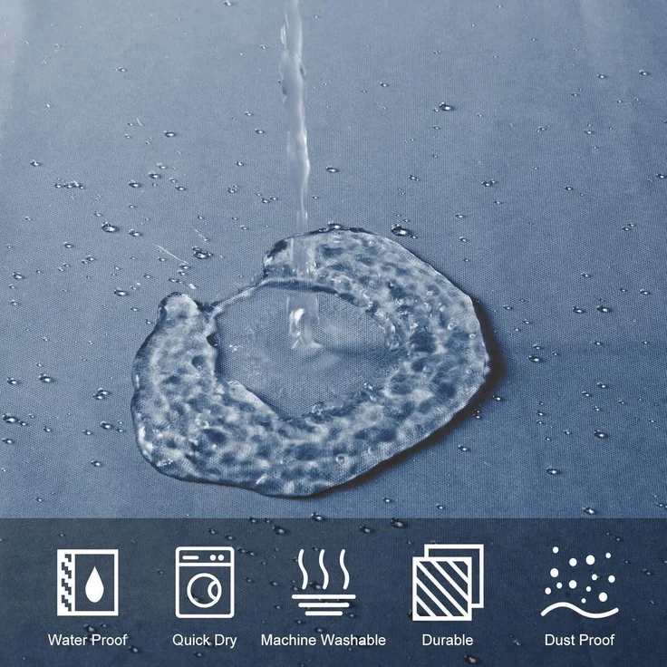 Duschvorhang Überlänge Antibakteriell Wasserdicht Weiß Dunkelblau 240x200cm – Bild 2