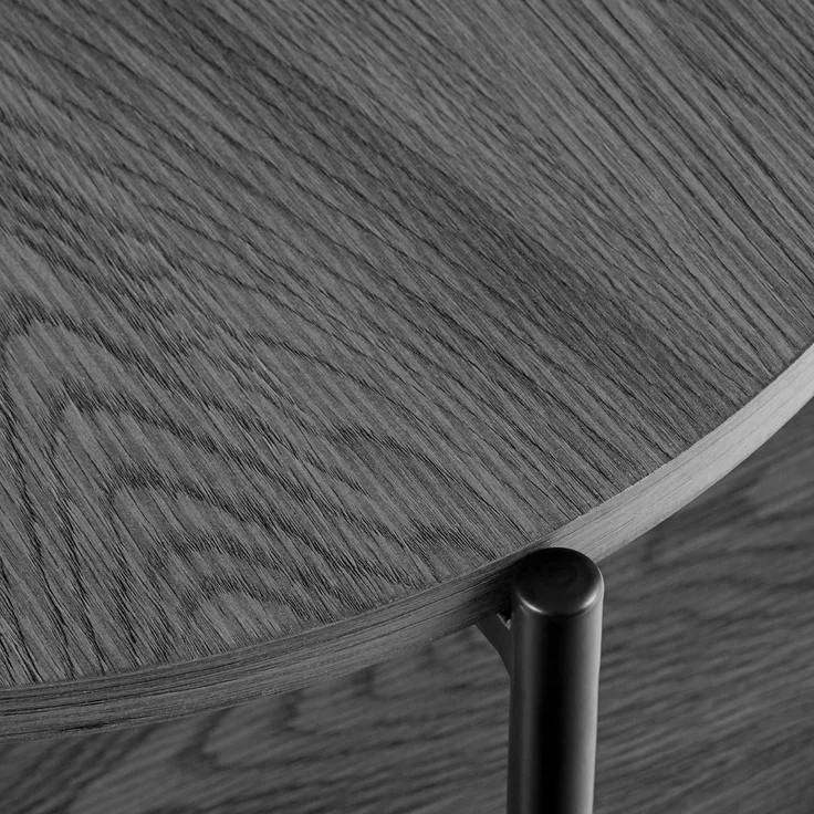 CLP Couchtisch Edduma rund aus Holz 2 Ebenen Metallgestell schwarz,grau Ø 50 cm – Bild 7