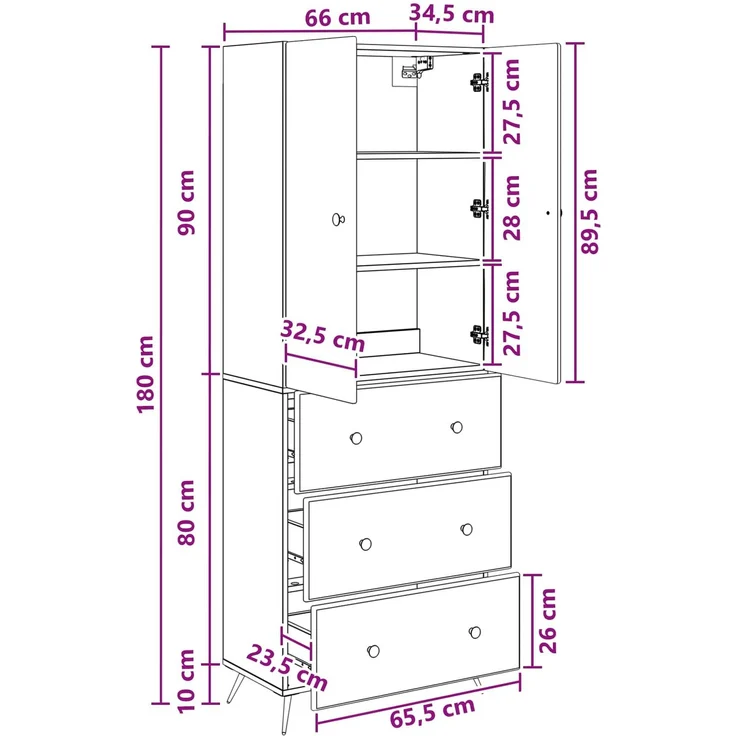 vidaXL Schrankset 2 pcs Betongrau 66 x 34,5 x 90 cm Holzwerkstoff 3416883 – Bild 8