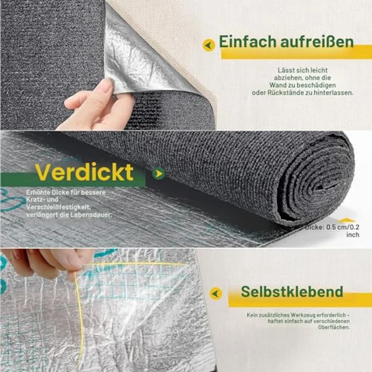 Gimars Selbstklebend Kratzmatte 200 × 40, mit Zusatz-Klebeband, DIY Kratzschutz Sofa Katze, Kratzbrett Katze, Katzen Kratzmatte, Kratzmatte für Wand & Möbel, Grau – Bild 6