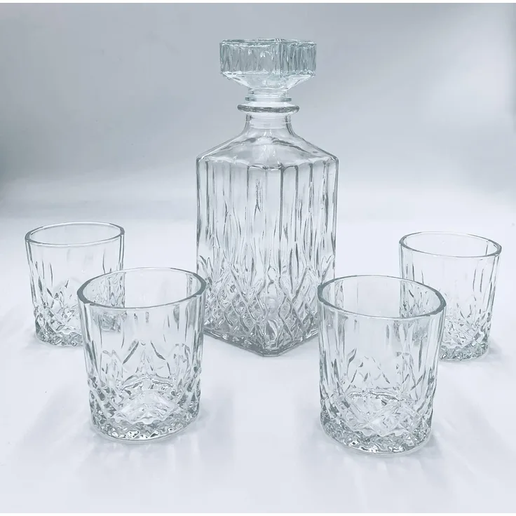 5tlg. Whisky Set mit 4 Gläser und 1 Flasche