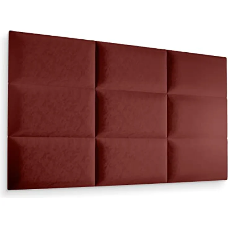 Muralo Samt Wandkissen Stoff Polsterpaneel Schlafzimmer Wohnzimmer Bett Wandpolster Bettkopfteil Lendekissen Modern Luxus Gepolstert Polster Paneel (Weinrot, 60x30 cm) – Bild 6