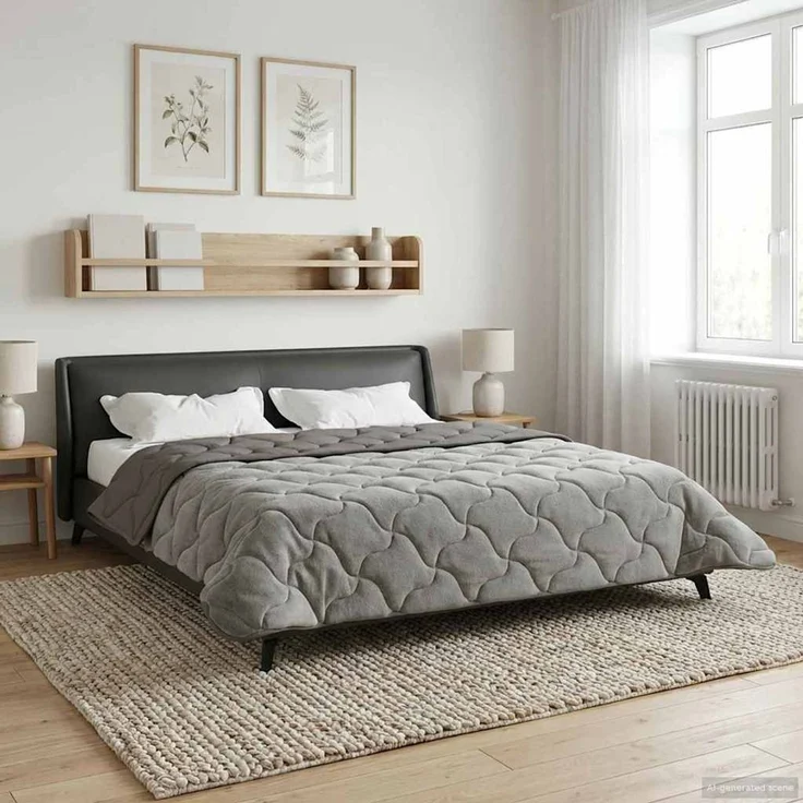 vidaXL Winterbettdecke Gepolstert Hellgrau 200x240 cm 42026317 – Bild 4