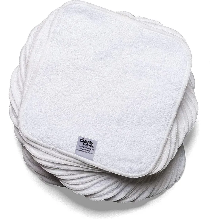 Cheeky Wipes - Babytücher aus Baumwolle, weiß, 25 Stück - 15x15 cm