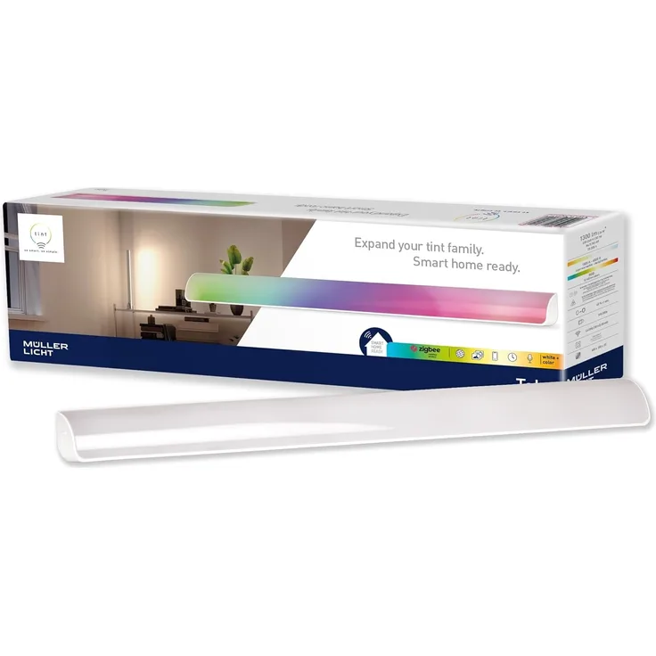 Müller Licht tint LED Lichtleiste Talpa weiß 55x5,2 cm RGBW dimmbar Smart