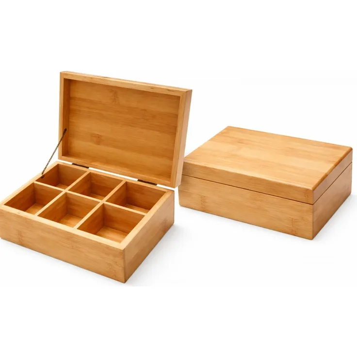 Teebox aus Holz mit 6 Fächern – Stilvolle Teekiste zur Aufbewahrung