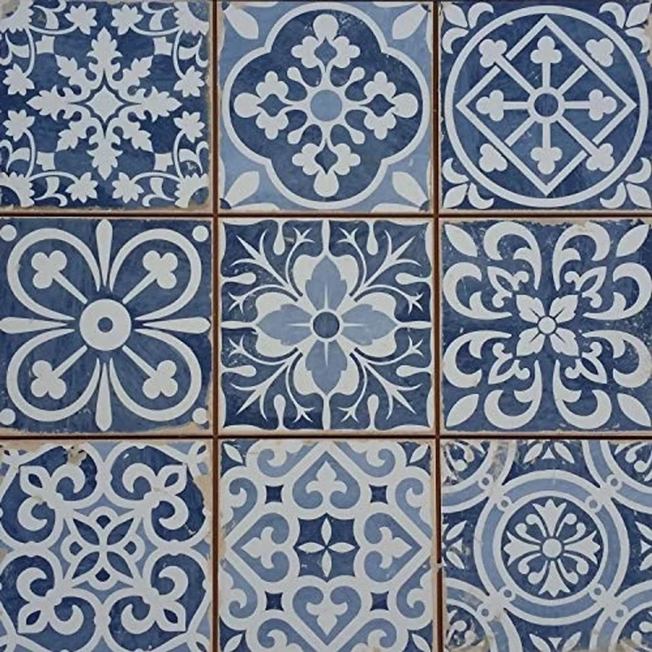 Marokkanische Fliesen Rahel Blau Patchwork – Bild 1