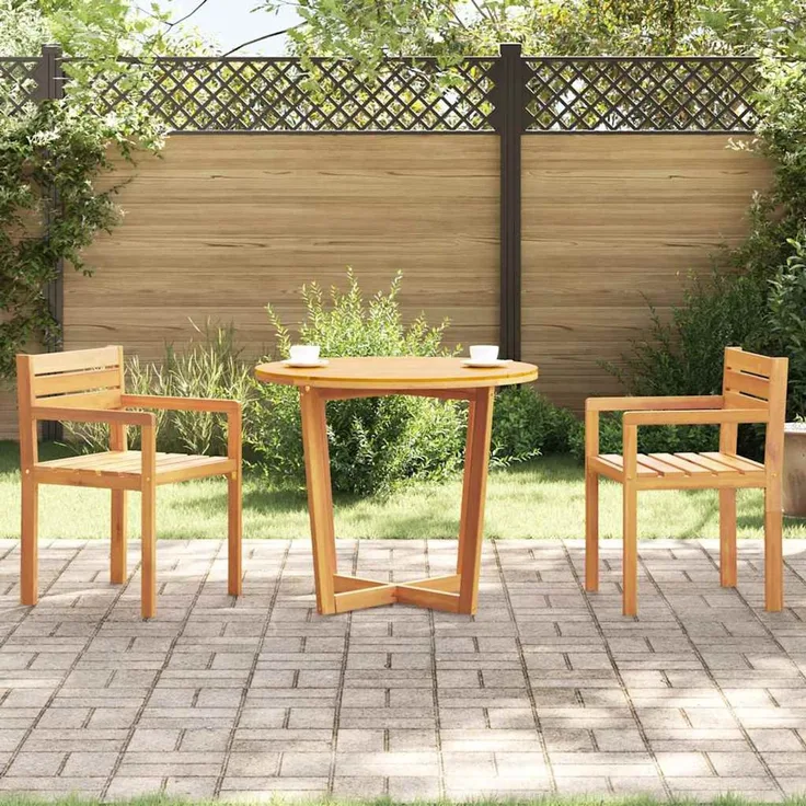 Gartentisch, Esstisch, Küchentisch Rund Ø90x75 cm Massivholz Akazie