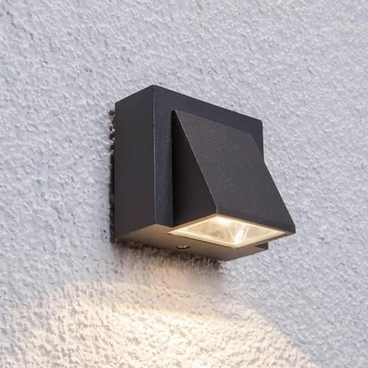 Lucande LED Wandleuchte Marik, spritzwassergeschützt, schwarz, Aluminium, 1-flammig, IP54 für Außenwand/Hauswand – Bild 2