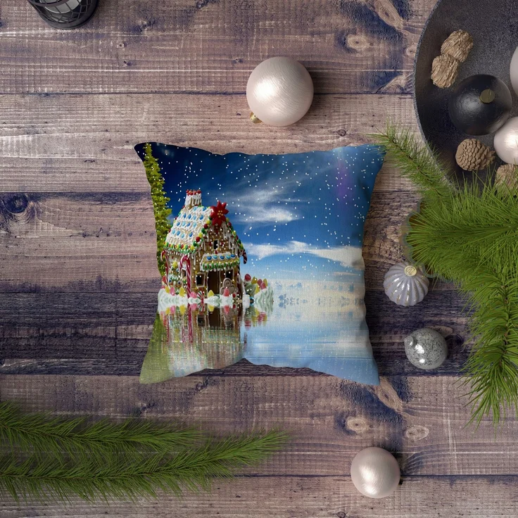 Evila Originals 'NYXMAS035' Kissenbezug, Mehrfarbig, 43 x 43 cm