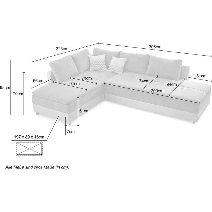 Ecksofa-Dauerschläfer Doppelbett Federkern Bettkasten Couch in Anthrazit Grau – Bild 8