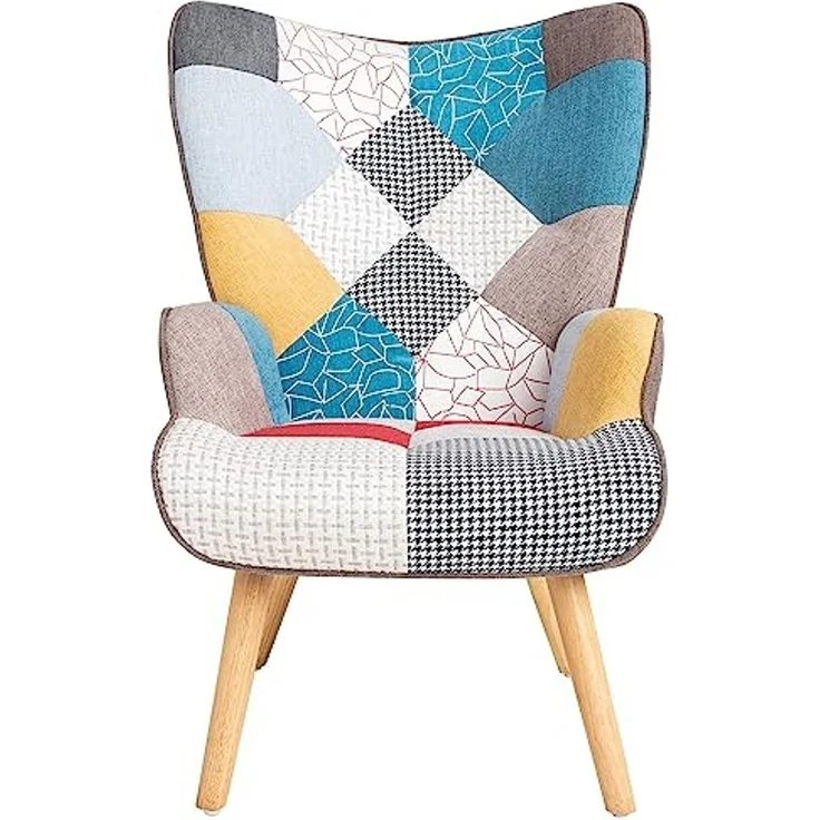 Gardenia Quebec Patchworks Patchwork Sessel 69 x 75 x 95 - Modern, Multicolored, Geometrisch, Buche, Schaum, Entspannen, Ergonomisch – Bild 4