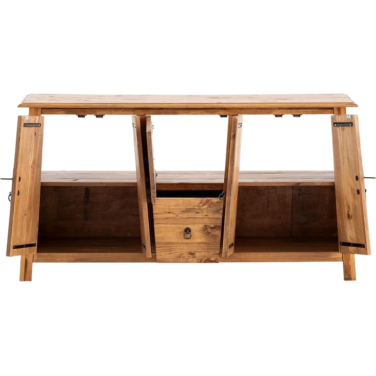 Waschtisch Rangun 140x74x45 cm recycelte Pinie Massivholz braun Woodkings Serie Rangun Waschbeckenunterschrank Waschtischschrank A-Linie – Bild 4