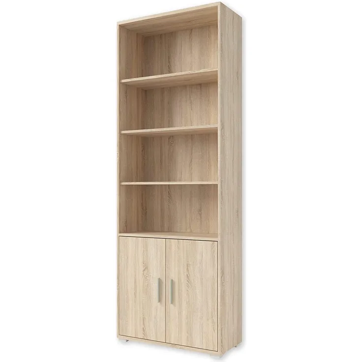 OFFICE LINE Aktenregal in Eiche Sonoma Optik - Breites Standregal mit 2 Türen und 4 offenen Fächern - Modernes Büromöbel Komplettset - 79 x 220 x 35 cm (B/H/T)