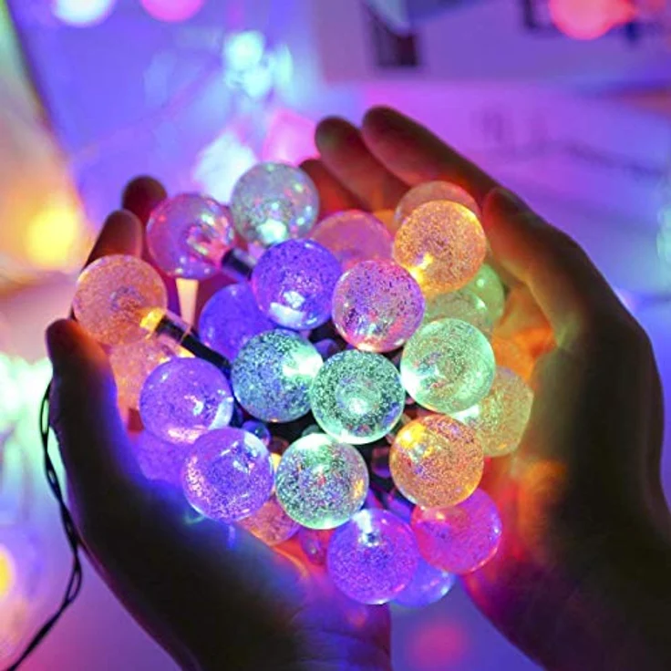 Useber Solar Lichterkette 50LED, Wasserdicht mit 8 Lichtmodi für Außen und Innen, Bunt, ideal für Balkon, Garten und Partys – Bild 3