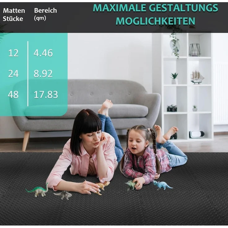 Bodenschutzmatte Fitness Set 12/24/48 Puzzlematte EVA Sportmatte Gymnastikmatte – Bild 5
