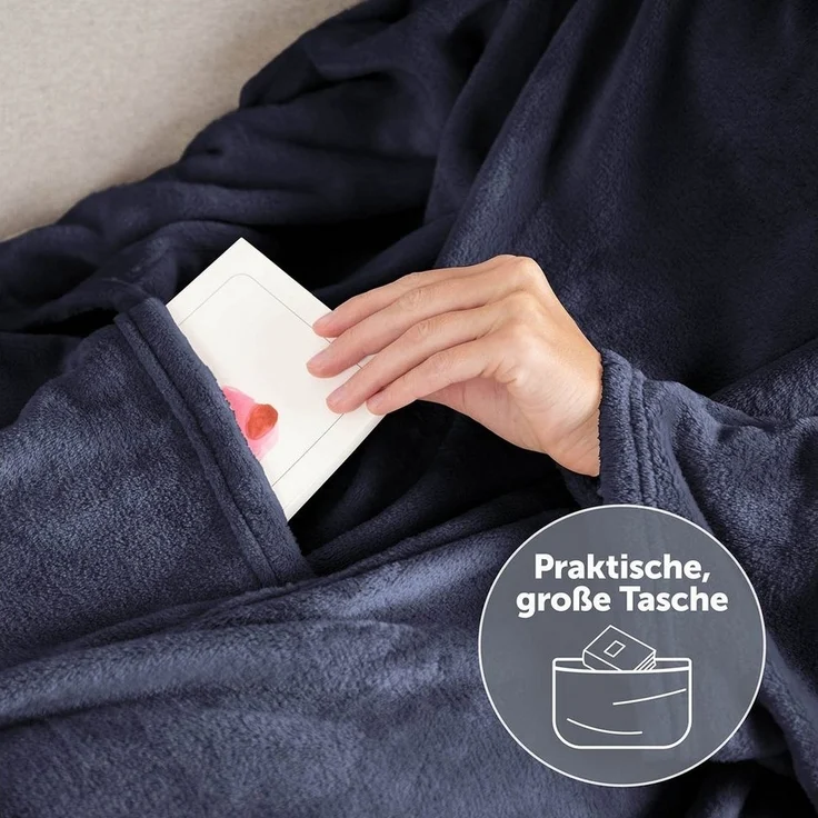 Wohndecke Kuscheldecke mit Ärmeln und Fußtasche, Blumtal – Bild 2