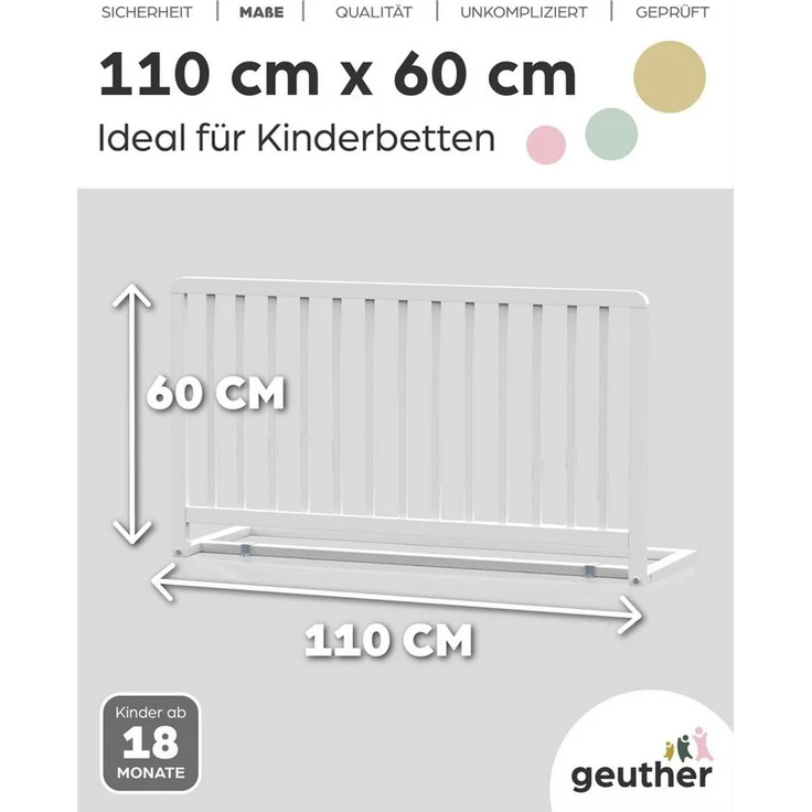 Geuther Bettschutzgitter Bettschutzgitter „Lissi“ – 60 cm hoch, 110 cm lang, auch für Boxspringbetten geeignet – Bild 3