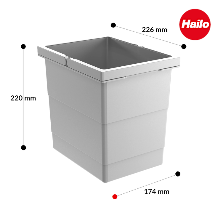 Hailo Einbaumülleimer Hailo Inneneimer 1107289 mit Deckel 6,5 L 226x174x200 mm 2 Henkel – Bild 6