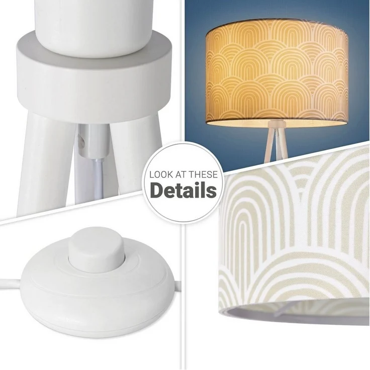 Paco Home Stehlampe Trina Pillar, ohne Leuchtmittel, Wohnzimmer Stehleuchte Dreibein Stativ Mit Stoffschirm Uni Modern – Bild 2