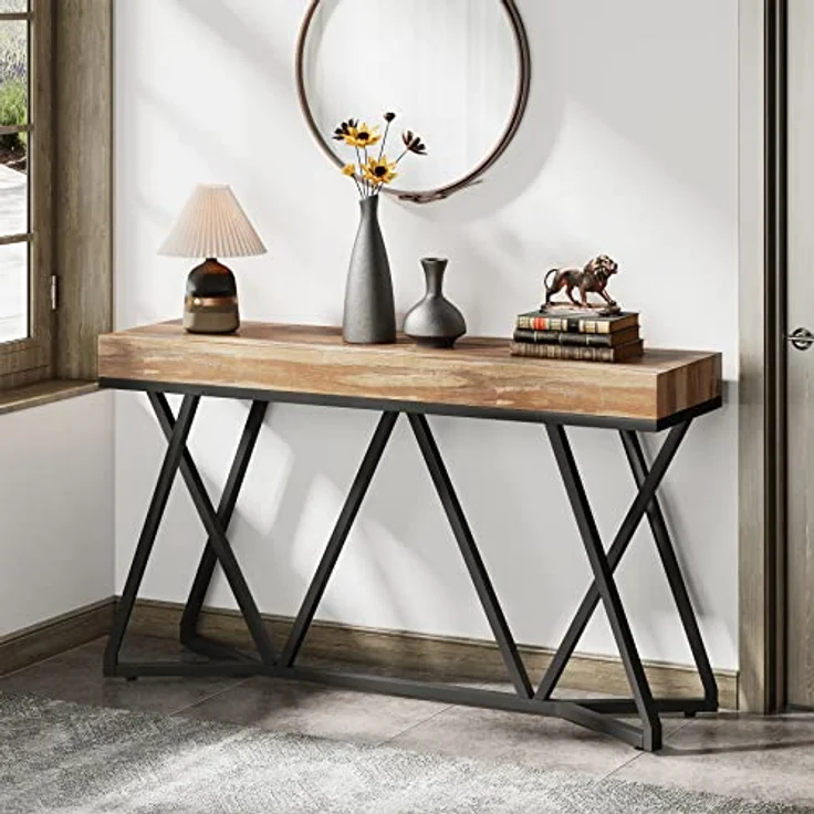 LITTLE TREE Sofa Console Table with Unique Metal Base, Entryway Table Behind Couch Table – Bild 7