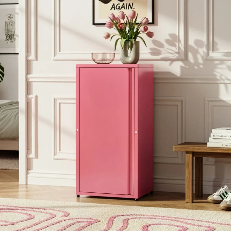 Metallschrank Burlöv Stahl Wassermelonenrot [en. casa] – Bild 1