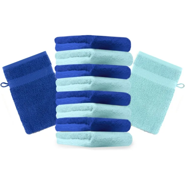 Betz Waschhandschuh 10 Stück Premium 16x21 cm Farbe Royalblau und türkis, Baumwolle (10-St)