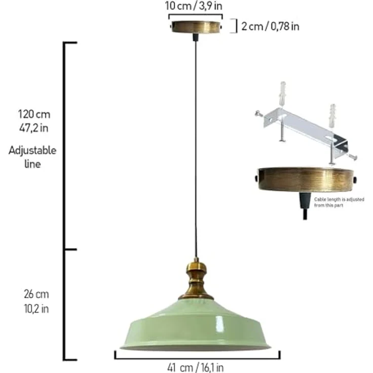 Bamyum Pendelleuchte Bamyum Asletl-Knob Industrie Pendelleuchte, 41 cm Moderne Metall Lampe – Bild 8