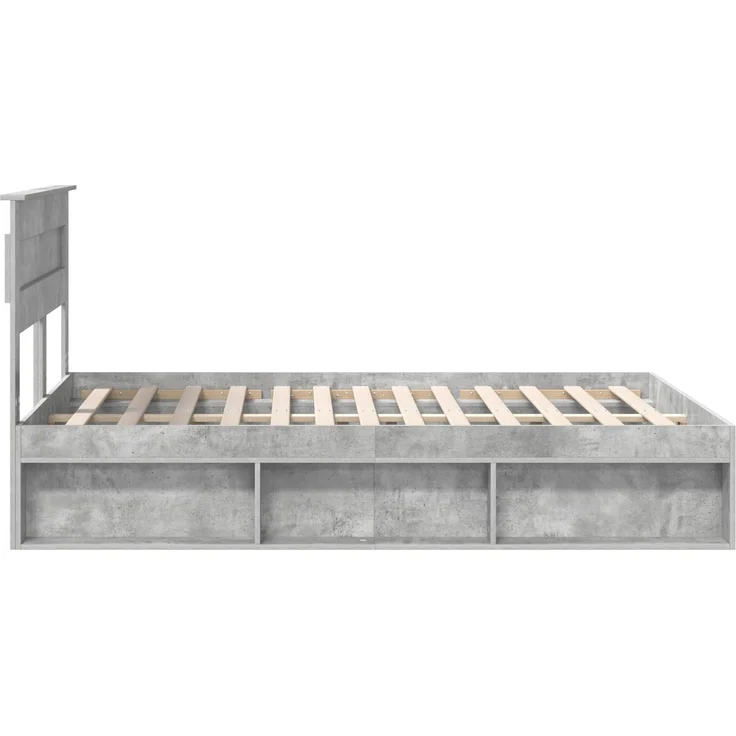 vidaXL Bettrahmen mit Kopfteil Beton 140 x 200 cm Massives Kiefernholz 3409762 – Bild 7