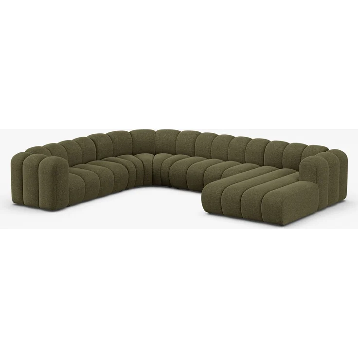 Micadoni Modulares Panorama Ecksofa Lupine 6-Sitzer Chenille Eden Grün Links – Bild 8