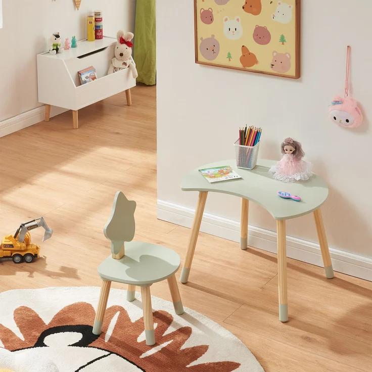 Kinderschreibtisch mit Stuhl Lallega Mond- und Stern-Design Mintgrün [en. casa] – Bild 2