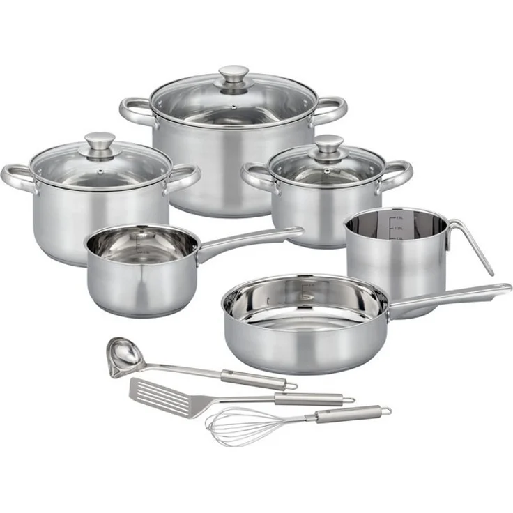 GSW Topf-Set Toronto, Edelstahl (Set, 12-tlg), mehrteiliges Kochtopf-Set aus Edelstahl inkl. praktischer Küchenhelfer – Bild 4