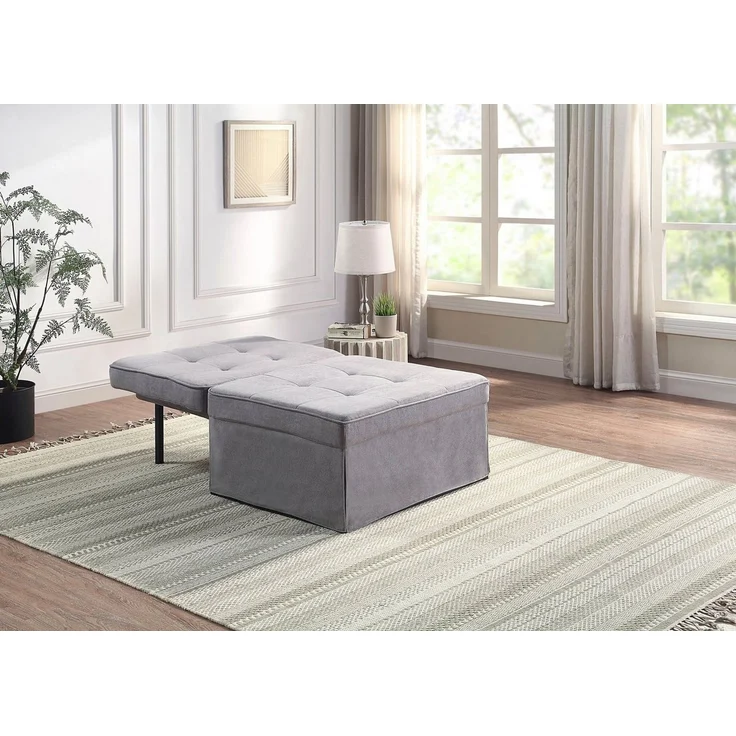 Atlantic Home Collection Sessel, Liege, Hocker Finn, Polyester, Grau, BxTxH: 80 x 72 x 43 cm – Bild 2