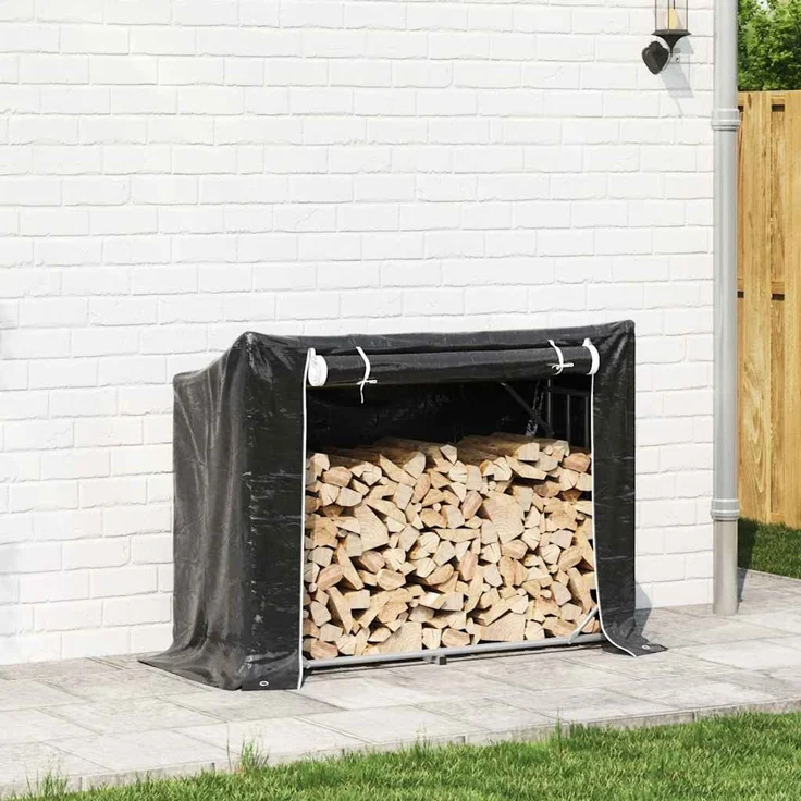vidaXL Brennholzregal mit Regenschutz 151x60,5x110,5 cm Stahl Verzinkt 4104941 – Bild 3