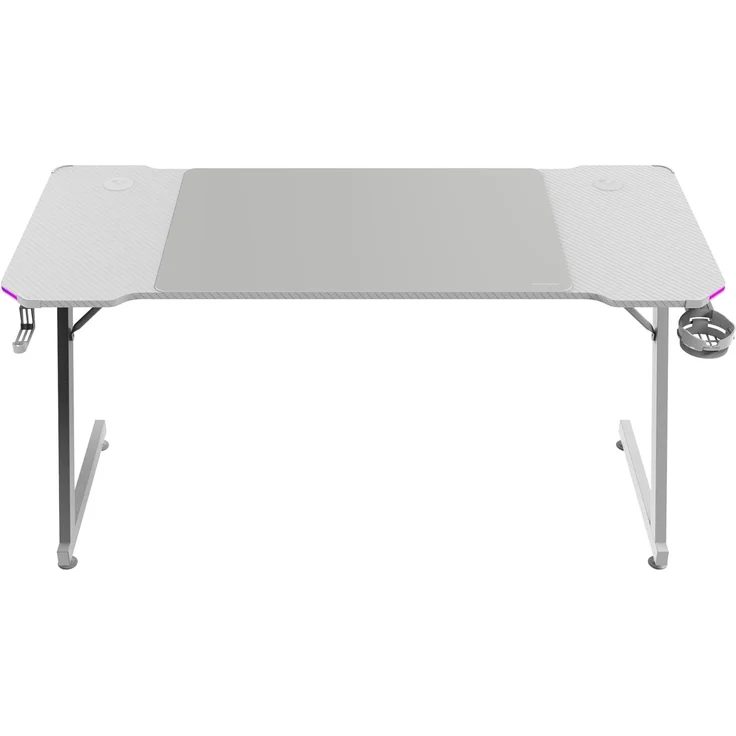 Mars Gaming MGD-X140RGB, Ergonomischer Gaming-Tisch, ARGB-Beleuchtung mit Fernbedienung, Carbonfaser, XXL-Mauspad, Kopfhörer und Getränkehalter, Kabelmanagement, Gaming-Schreibtisch 140x60 cm, Weiß – Bild 6