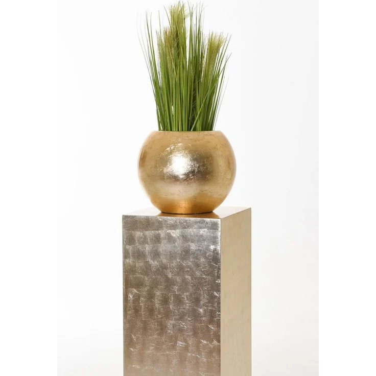 VIVANNO Blumenständer Fiberglas PODEST Säule, Gold Blattoptik Hochglanz 30x30x100 cm – Bild 2